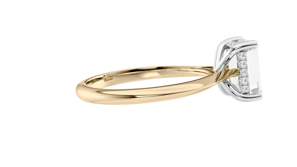 Emerald Cut Solitaire Hidden Halo Diamond Engagement Ring