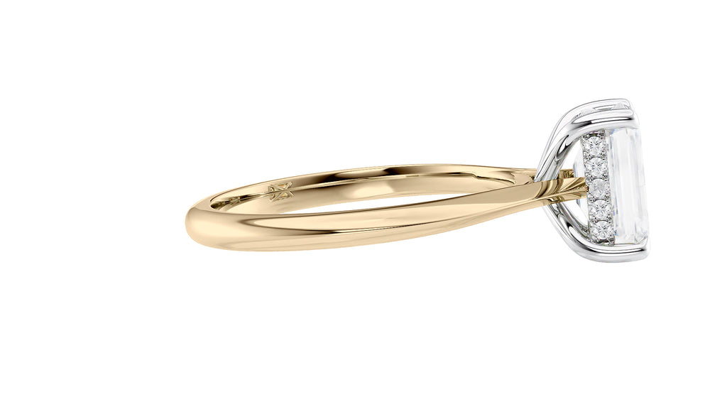 Emerald Cut Solitaire Hidden Halo Diamond Engagement Ring