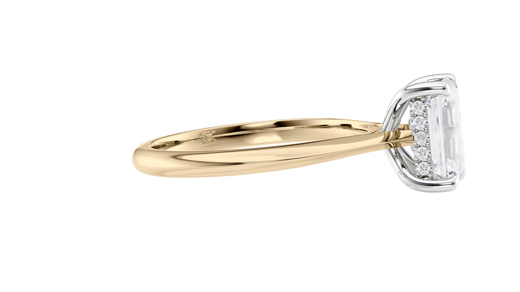 Emerald Cut Solitaire Hidden Halo Diamond Engagement Ring