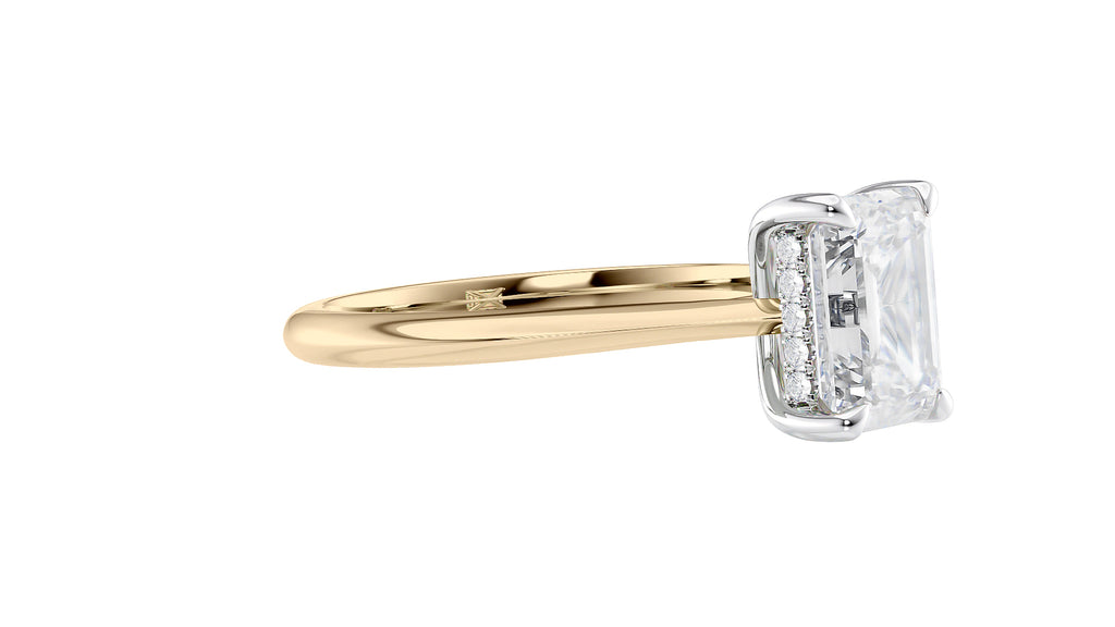 Emerald Cut Solitaire Hidden Halo Diamond Engagement Ring