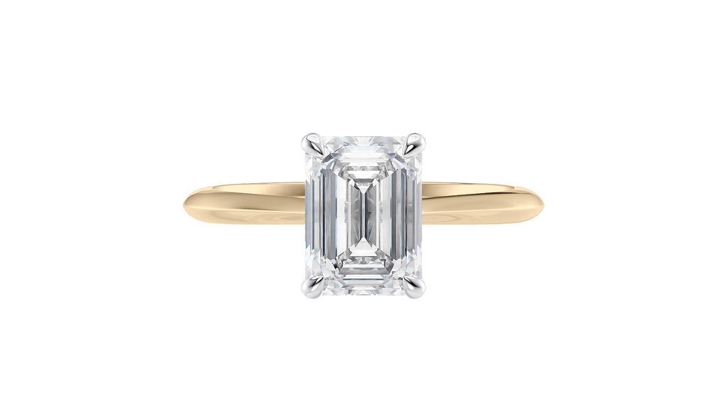 Emerald Cut Solitaire Hidden Halo Diamond Engagement Ring
