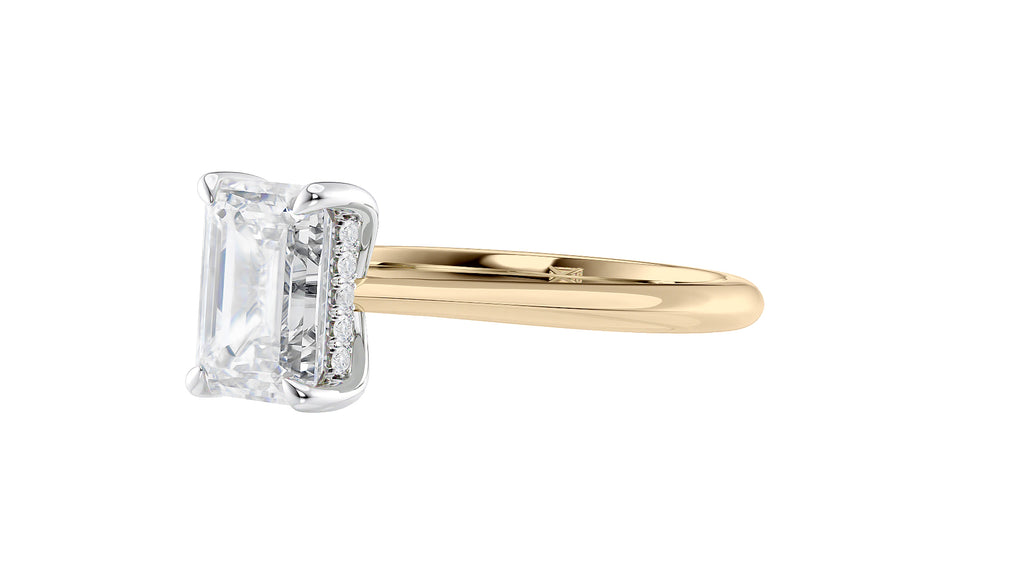 Emerald Cut Solitaire Hidden Halo Diamond Engagement Ring