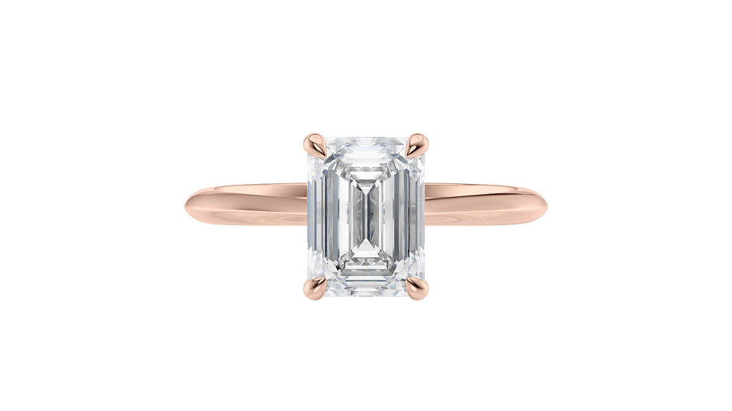 Emerald Cut Solitaire Hidden Halo Diamond Engagement Ring