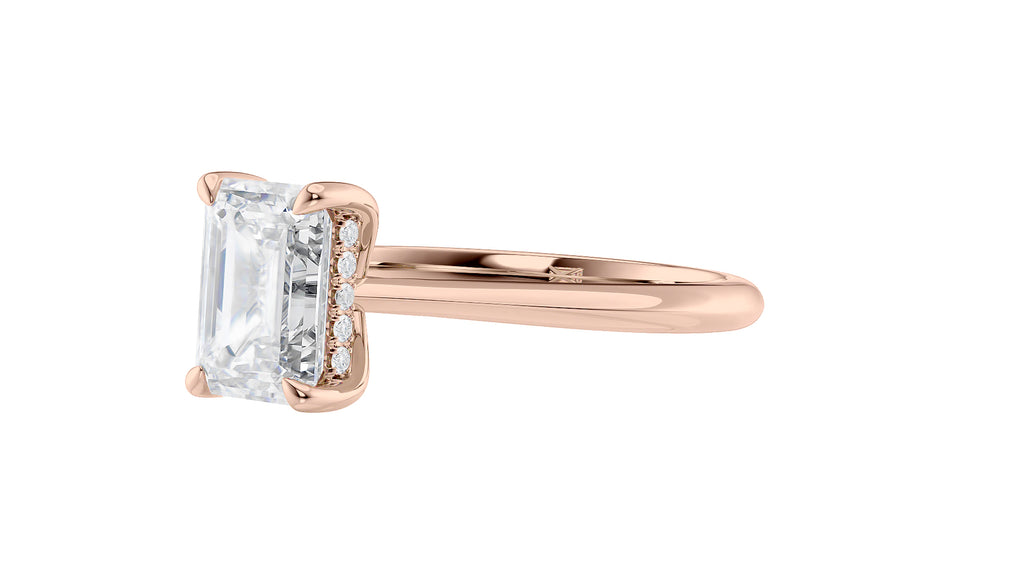 Emerald Cut Solitaire Hidden Halo Diamond Engagement Ring