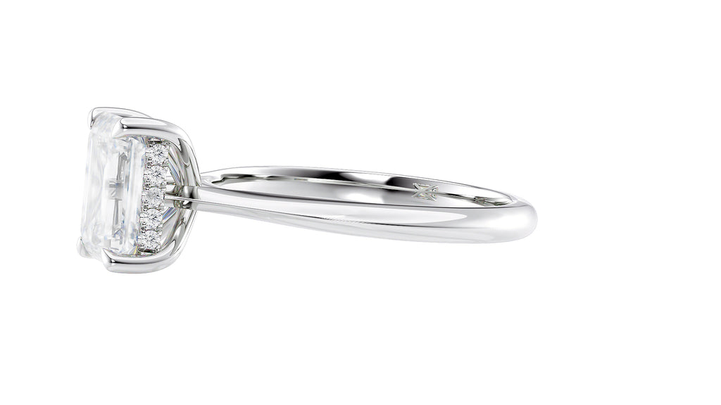 Emerald Cut Solitaire Hidden Halo Diamond Engagement Ring
