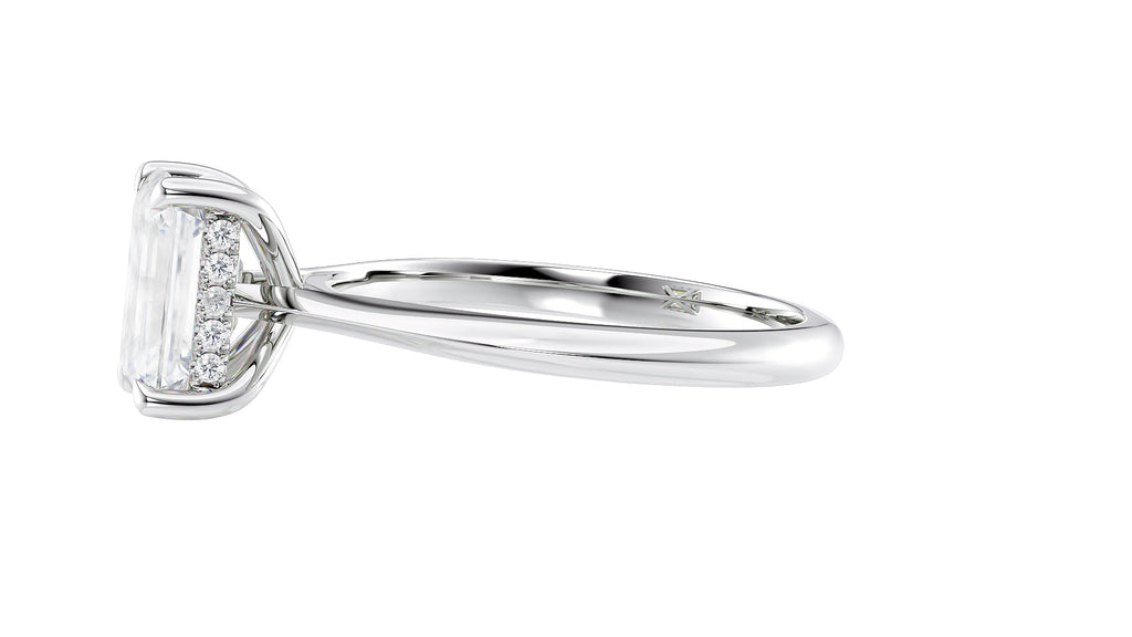 Emerald Cut Solitaire Hidden Halo Diamond Engagement Ring
