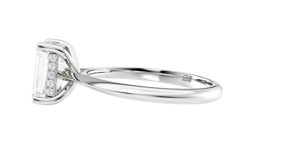 Emerald Cut Solitaire Hidden Halo Diamond Engagement Ring