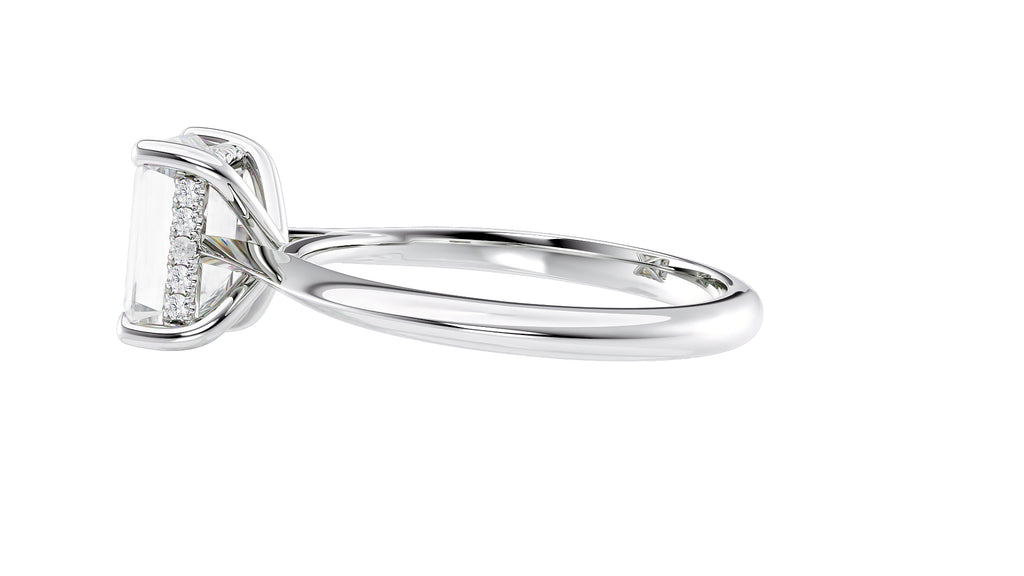 Emerald Cut Solitaire Hidden Halo Diamond Engagement Ring