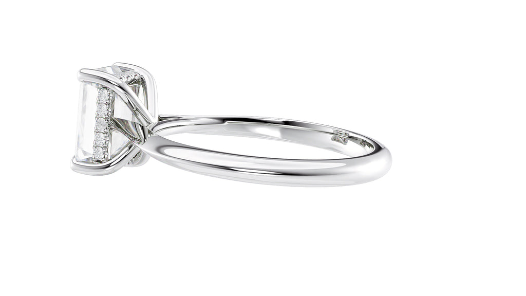 Emerald Cut Solitaire Hidden Halo Diamond Engagement Ring