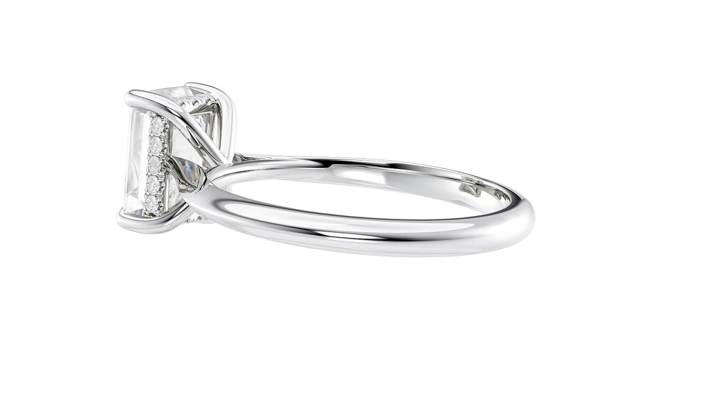 Emerald Cut Solitaire Hidden Halo Diamond Engagement Ring