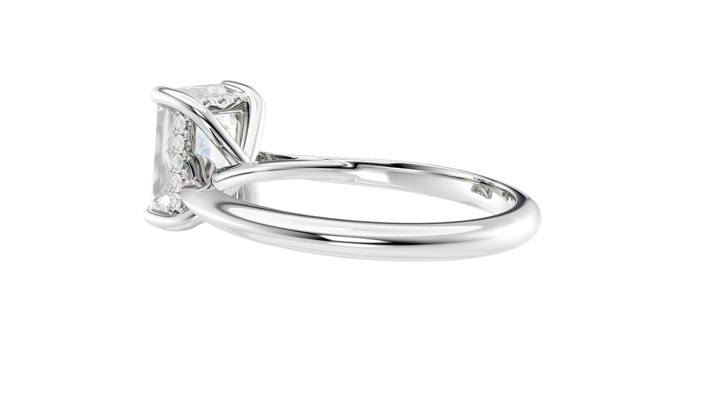 Emerald Cut Solitaire Hidden Halo Diamond Engagement Ring