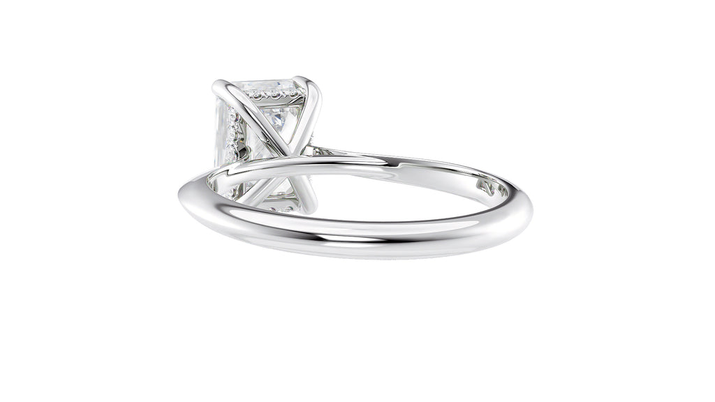Emerald Cut Solitaire Hidden Halo Diamond Engagement Ring
