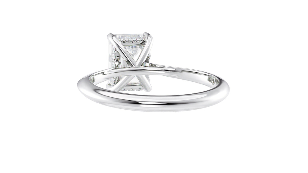 Emerald Cut Solitaire Hidden Halo Diamond Engagement Ring