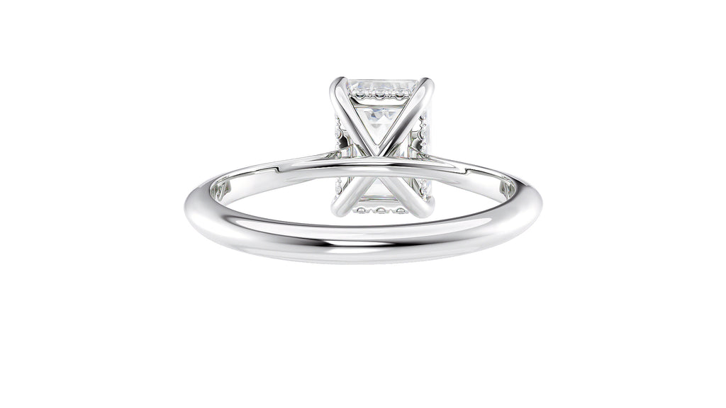 Emerald Cut Solitaire Hidden Halo Diamond Engagement Ring