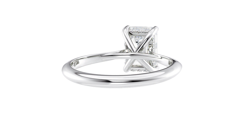 Emerald Cut Solitaire Hidden Halo Diamond Engagement Ring