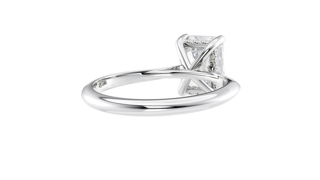Emerald Cut Solitaire Hidden Halo Diamond Engagement Ring