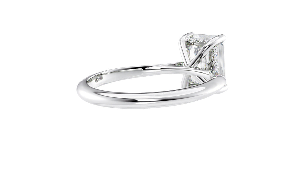 Emerald Cut Solitaire Hidden Halo Diamond Engagement Ring
