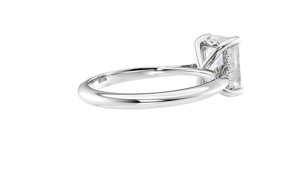 Emerald Cut Solitaire Hidden Halo Diamond Engagement Ring