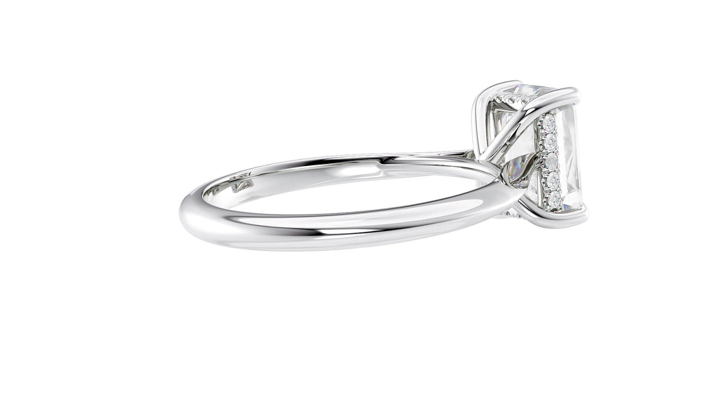 Emerald Cut Solitaire Hidden Halo Diamond Engagement Ring