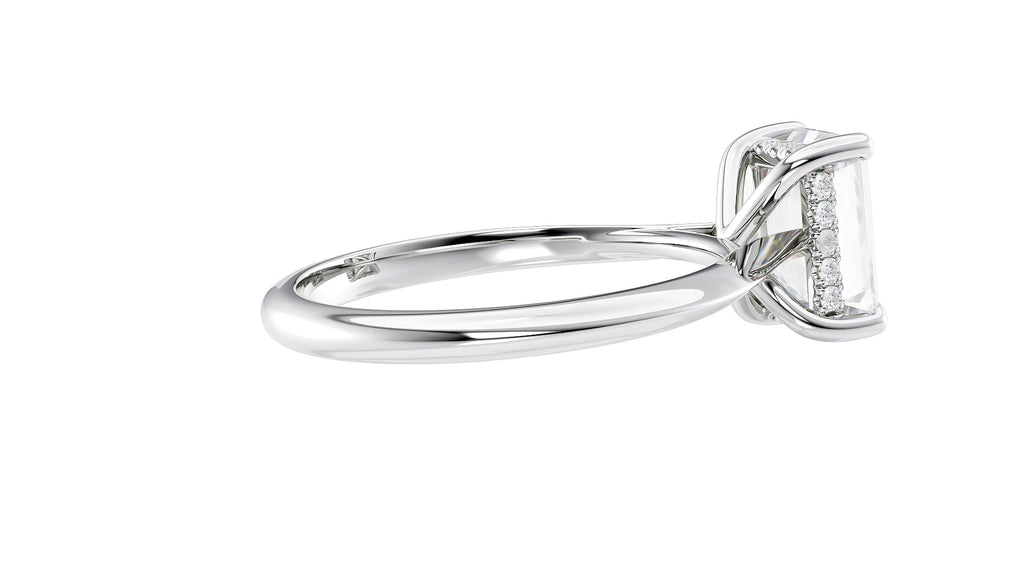 Emerald Cut Solitaire Hidden Halo Diamond Engagement Ring