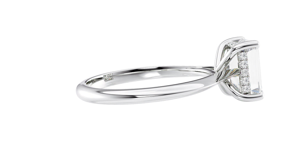 Emerald Cut Solitaire Hidden Halo Diamond Engagement Ring