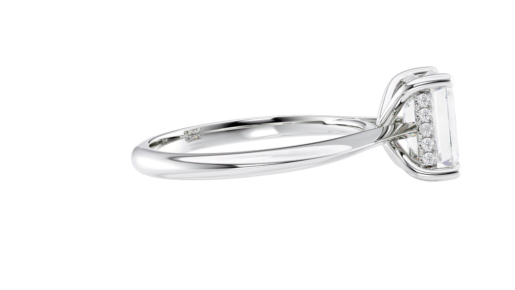 Emerald Cut Solitaire Hidden Halo Diamond Engagement Ring