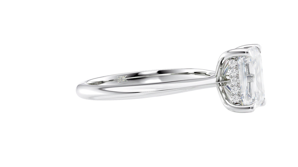 Emerald Cut Solitaire Hidden Halo Diamond Engagement Ring