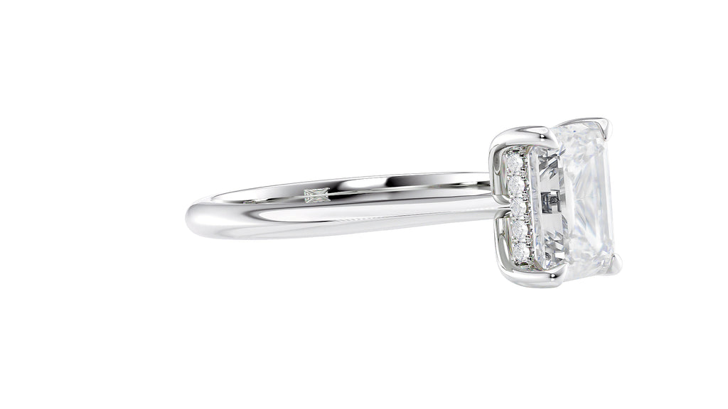 Emerald Cut Solitaire Hidden Halo Diamond Engagement Ring