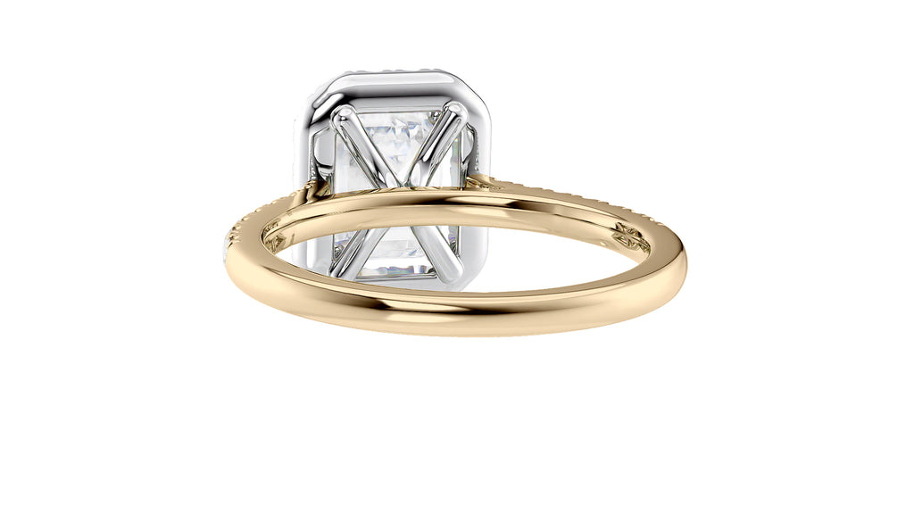 Emerald Cut Halo Classic Diamond Band Engagement Ring