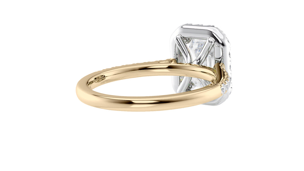 Emerald Cut Halo Classic Diamond Band Engagement Ring