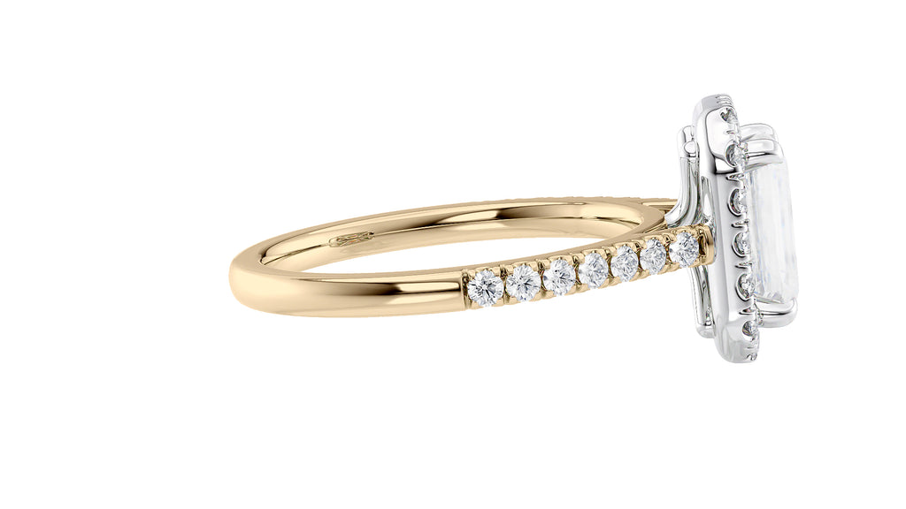Emerald Cut Halo Classic Diamond Band Engagement Ring