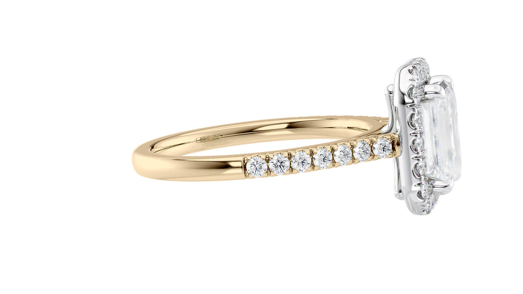 Emerald Cut Halo Classic Diamond Band Engagement Ring