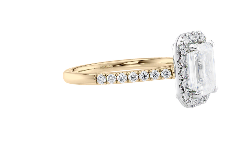 Emerald Cut Halo Classic Diamond Band Engagement Ring