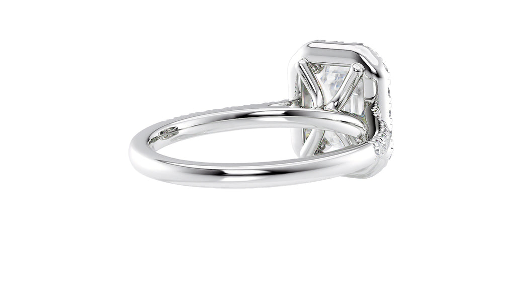 Emerald Cut Halo Classic Diamond Band Engagement Ring