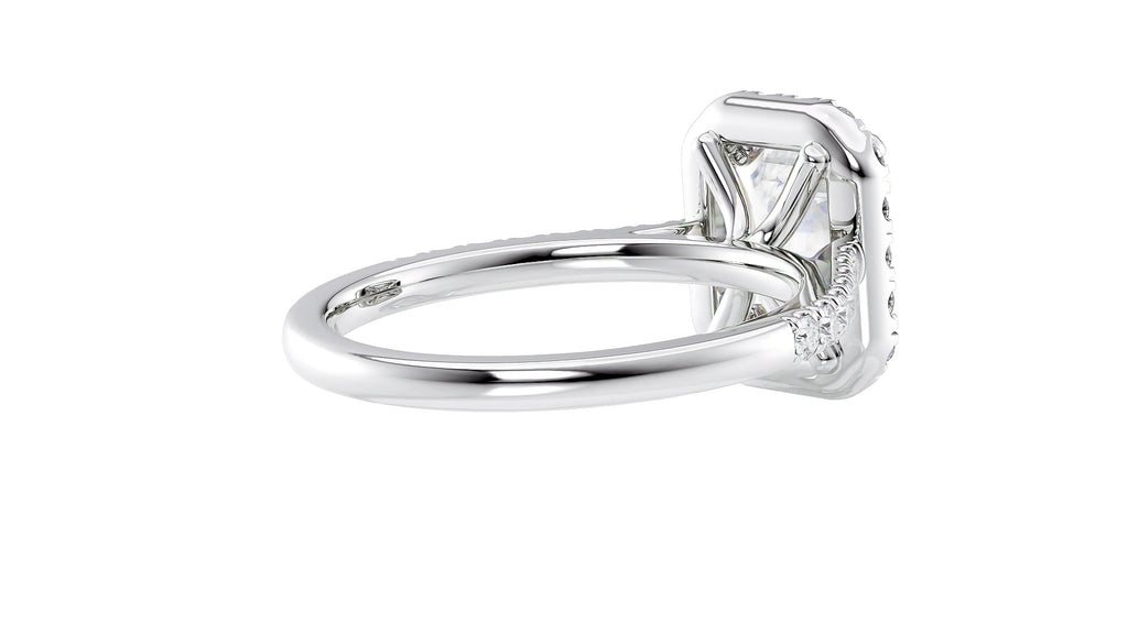 Emerald Cut Halo Classic Diamond Band Engagement Ring