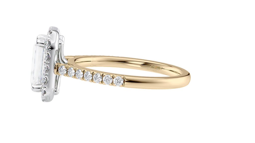 Emerald Cut Halo Classic Diamond Band Engagement Ring
