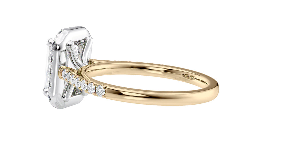 Emerald Cut Halo Classic Diamond Band Engagement Ring