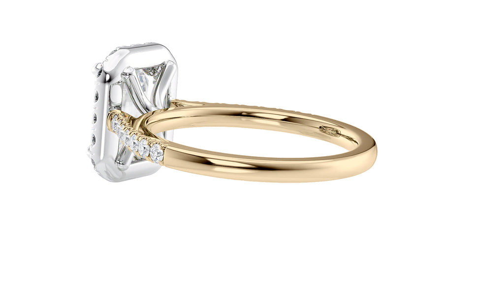 Emerald Cut Halo Classic Diamond Band Engagement Ring