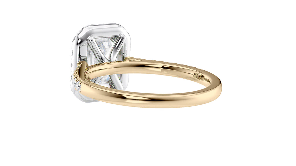 Emerald Cut Halo Classic Diamond Band Engagement Ring