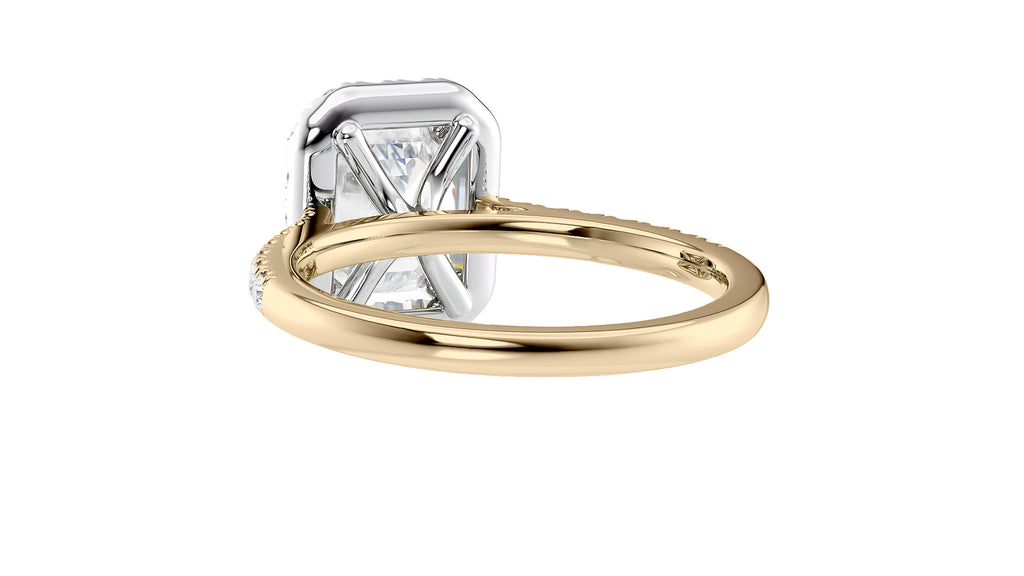 Emerald Cut Halo Classic Diamond Band Engagement Ring