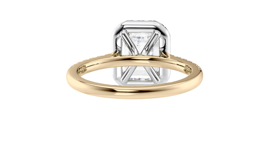 Emerald Cut Halo Classic Diamond Band Engagement Ring