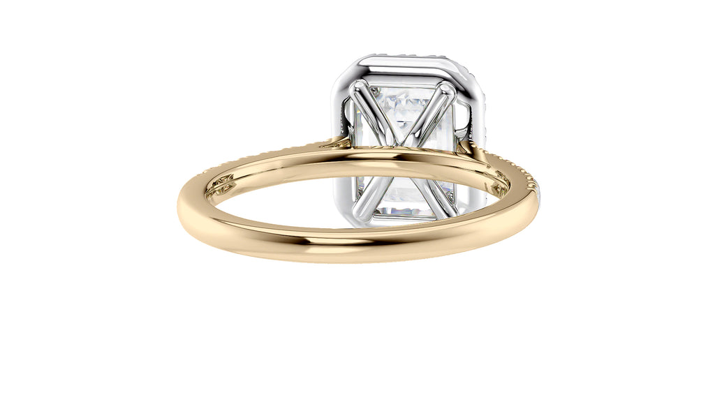 Emerald Cut Halo Classic Diamond Band Engagement Ring