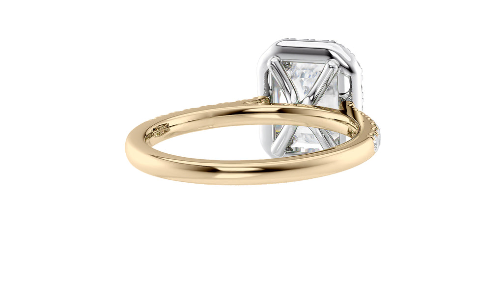 Emerald Cut Halo Classic Diamond Band Engagement Ring