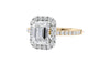 Emerald Cut Halo Classic Diamond Band Engagement Ring