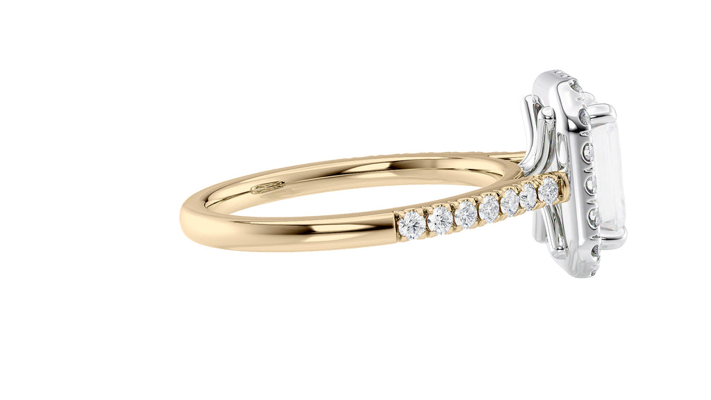 Emerald Cut Halo Classic Diamond Band Engagement Ring