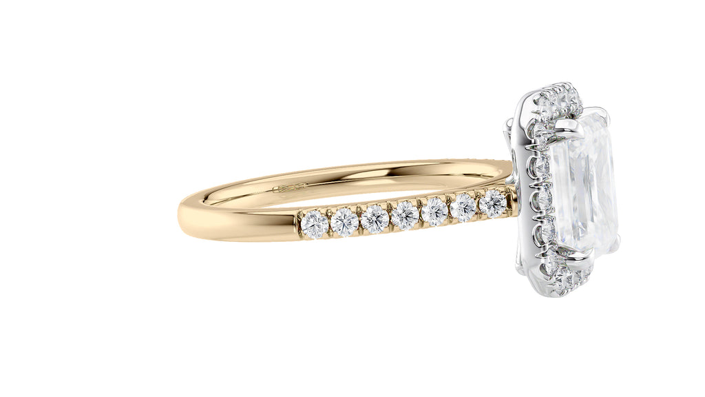 Emerald Cut Halo Classic Diamond Band Engagement Ring
