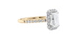 Emerald Cut Halo Classic Diamond Band Engagement Ring