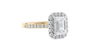 Emerald Cut Halo Classic Diamond Band Engagement Ring