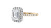 Emerald Cut Halo Classic Diamond Band Engagement Ring