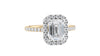 Emerald Cut Halo Classic Diamond Band Engagement Ring